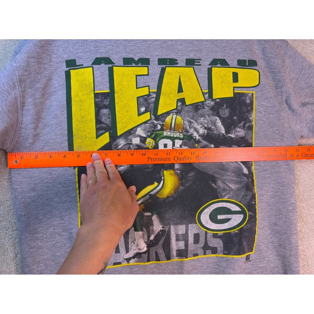 Green Bay Packers Lambeau Leap Robert Brooks Sweatshirt Mens Large Nutmeg Lee - Picture 9 of 10